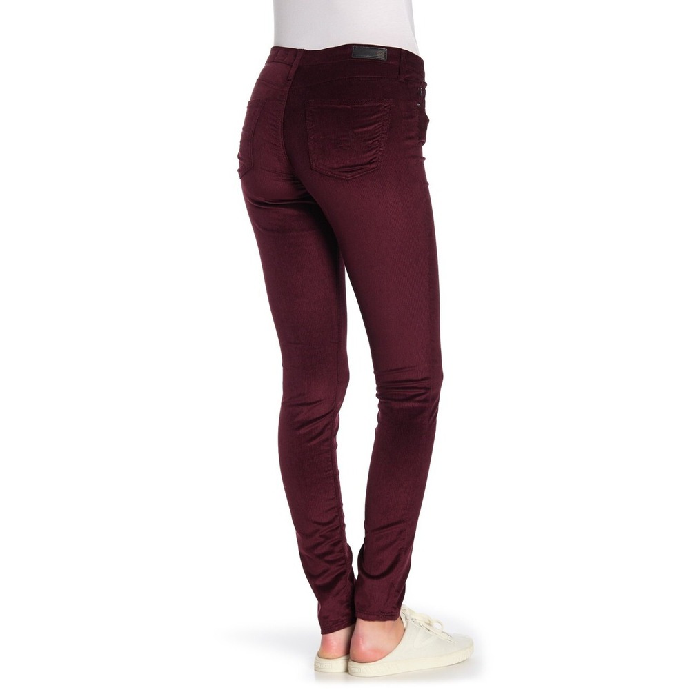 AG Adriano Goldschmied The Legging Super Skinny Burgundy Corduroy Jeans Sz 26